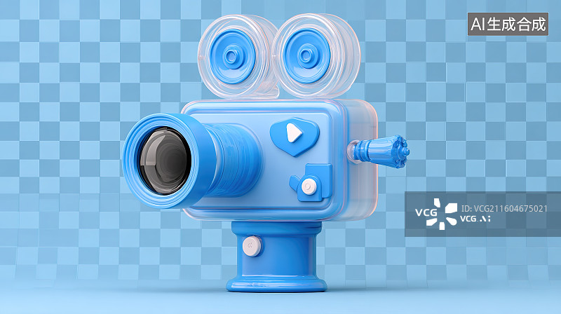 【AI数字艺术】透明蓝色相机图片素材