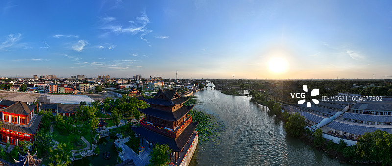 浙江省湖州市南浔双林三桥古桥与文昌阁古建筑图片素材