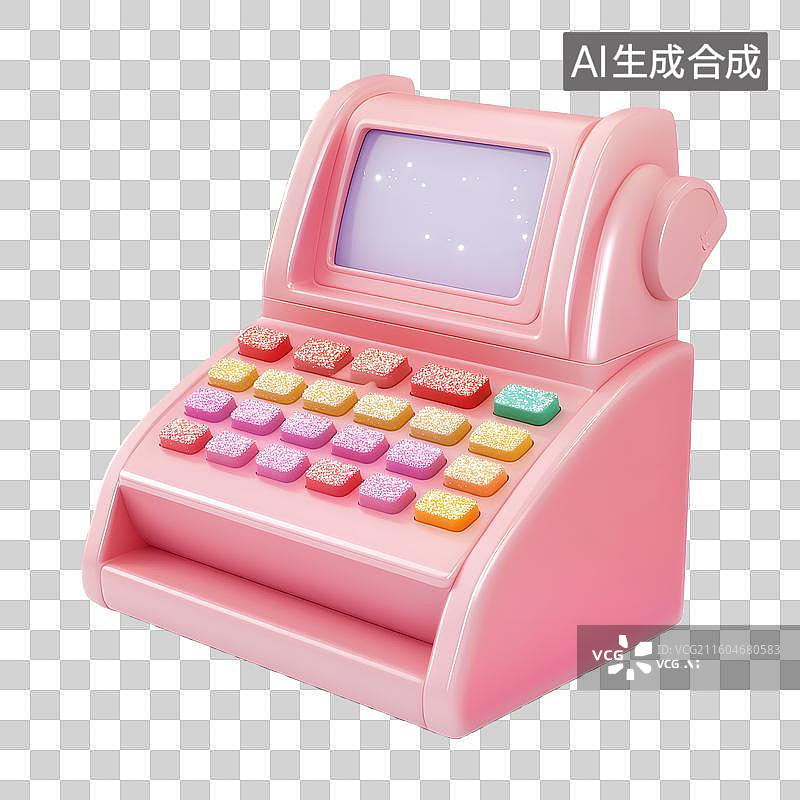 【AI数字艺术】粉色玩具收银机元素图片素材