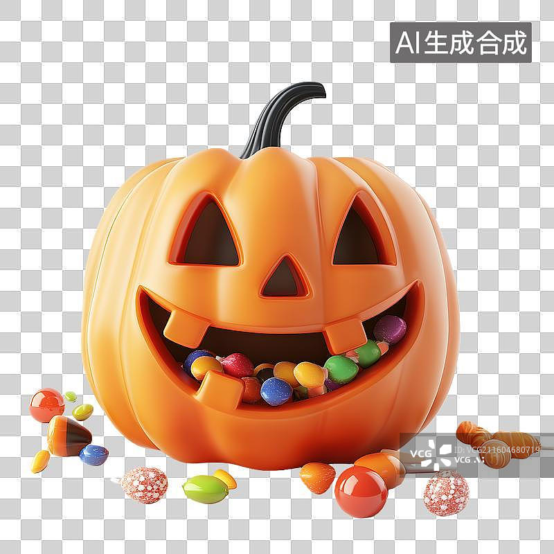 【AI数字艺术】万圣节南瓜灯糖果装饰元素图片素材