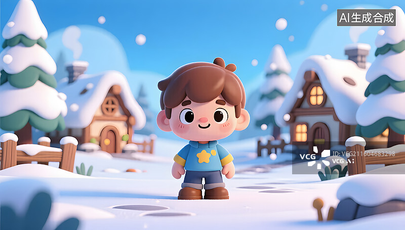 【AI数字艺术】冬季雪乡圣诞节卡通游戏场景背景图图片素材