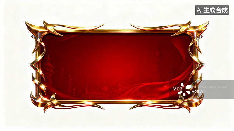 【AI数字艺术】金色边框华丽风装饰展示场景图片素材