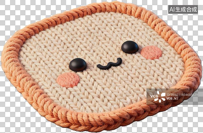 【AI数字艺术】可爱针织笑脸杯垫图片素材