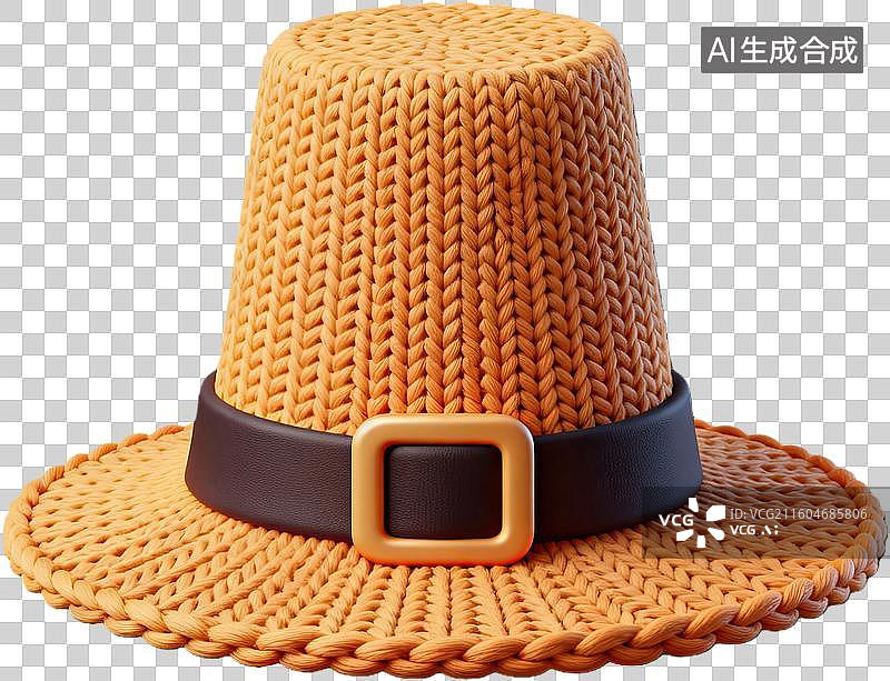 【AI数字艺术】橙色编织礼帽特写图片素材