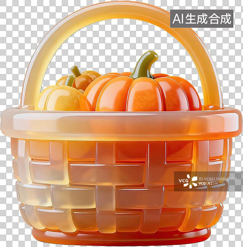 【AI数字艺术】篮筐南瓜丰收景象图片素材