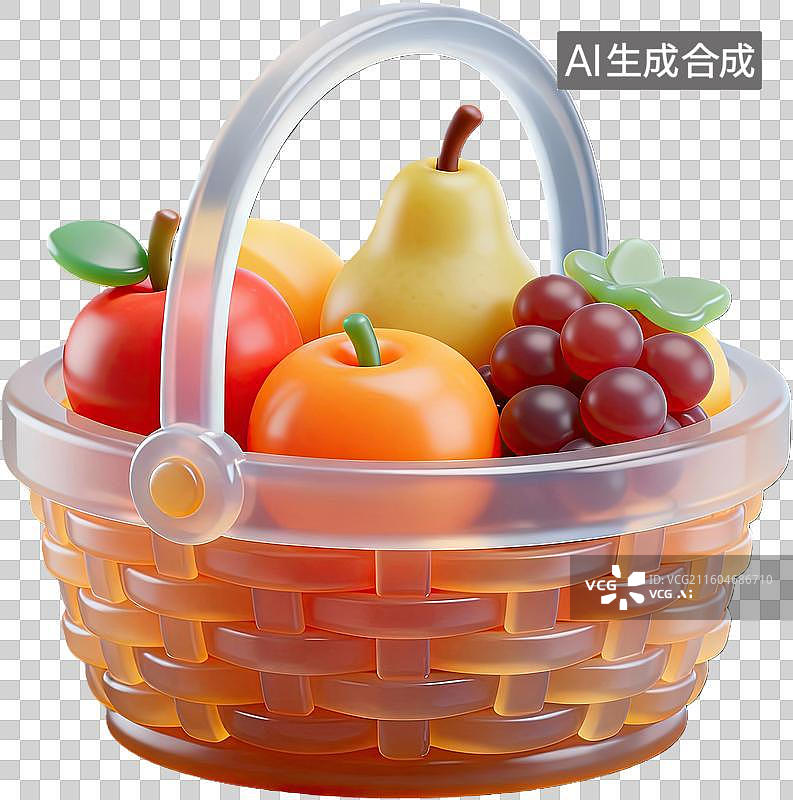 【AI数字艺术】多彩水果篮装满新鲜果实图片素材