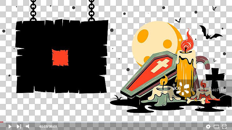 手绘复古万圣节YouTube缩略图图片素材