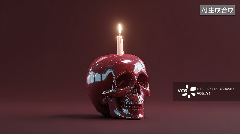 【AI数字艺术】红色骷髅蜡烛图片素材