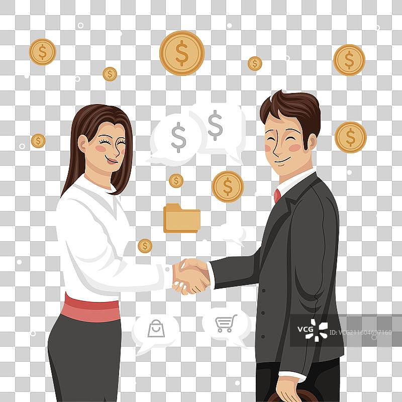 扁平化商务人士握手图片素材