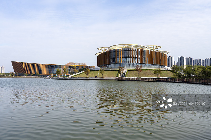 江西赣州南康家居小镇城市建筑湖泊自然风光图片素材