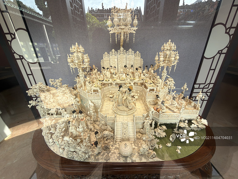 韩熙载夜宴图，牙雕，陈家祠，广东民间工艺博物馆展览的文物图片素材