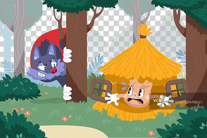 手绘三只小猪图片素材