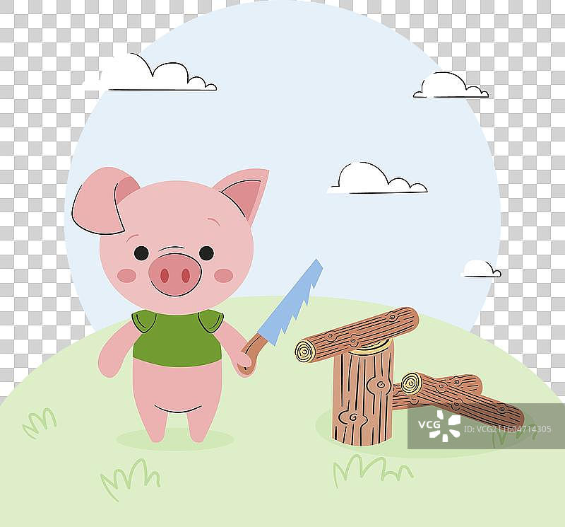 手绘三只小猪图片素材