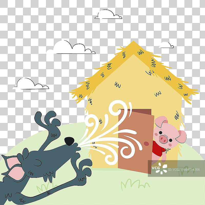 手绘三只小猪图片素材