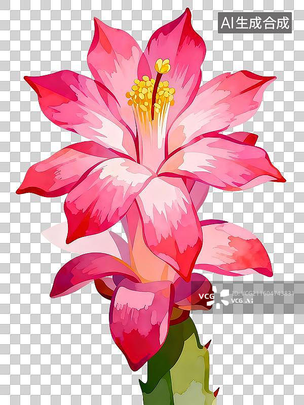 【AI数字艺术】仙人掌 蟹爪兰花 水彩插画花卉系列图片素材