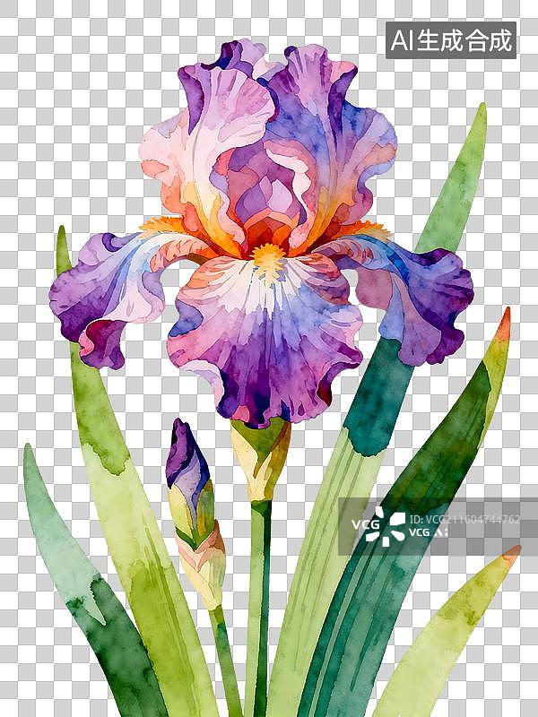 【AI数字艺术】鸢尾 水彩插画花卉系列图片素材