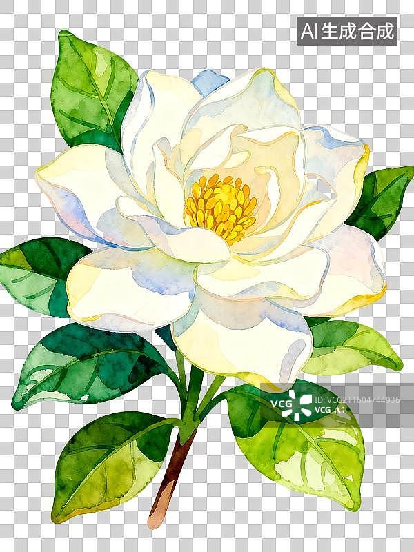 【AI数字艺术】栀子花 水彩插画花卉系列图片素材