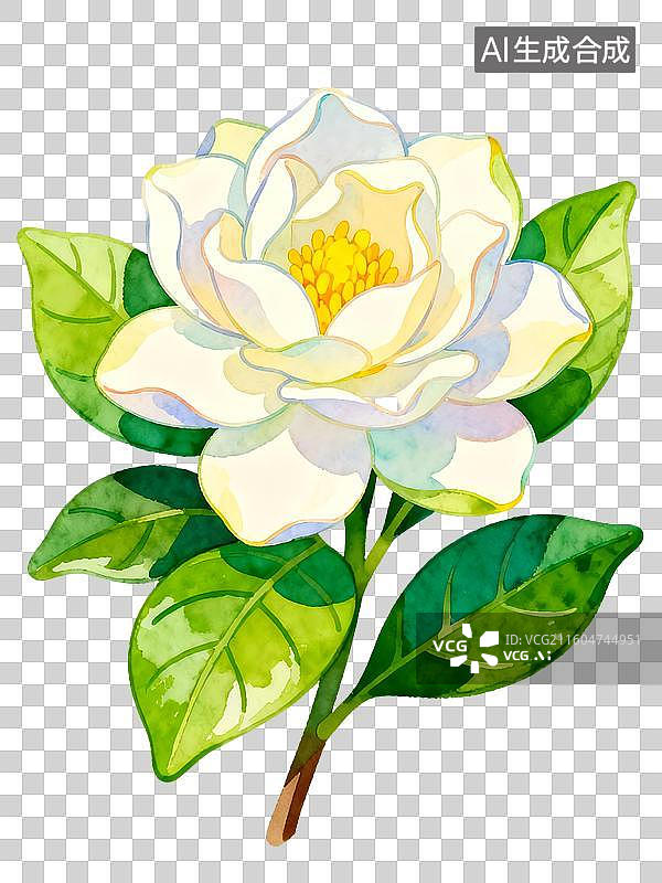 【AI数字艺术】栀子花 水彩插画花卉系列图片素材