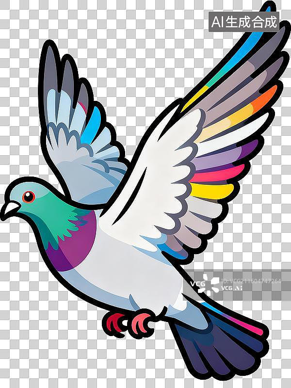 【AI数字艺术】卡通插画飞翔的鸽子图片素材