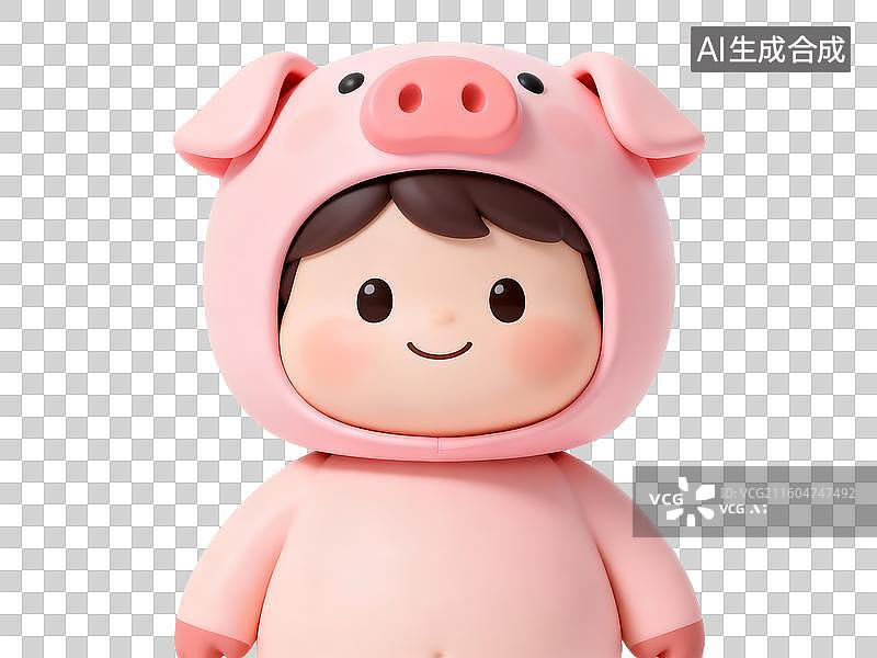 【AI数字艺术】3D 十二生肖猪年可爱卡通小猪免抠设计素材图片素材