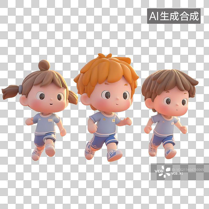 【AI数字艺术】小学生在操场跑步3D动画图片素材