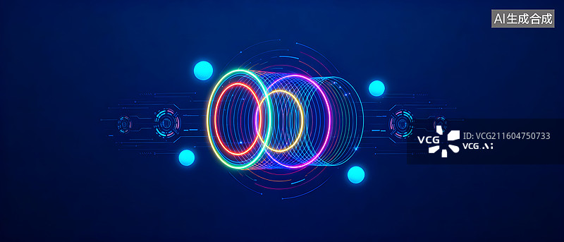 【AI数字艺术】霓虹光圈科技感视觉设计图片素材