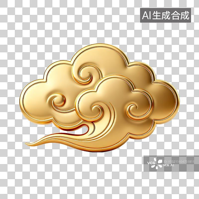 【AI数字艺术】传统中式风格金色祥云装饰图片素材