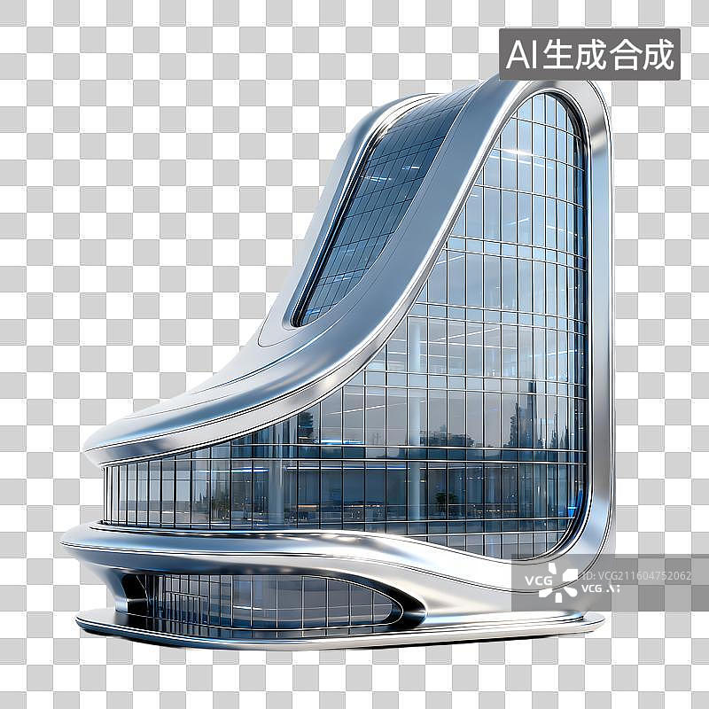 【AI数字艺术】现代流线型玻璃建筑图片素材
