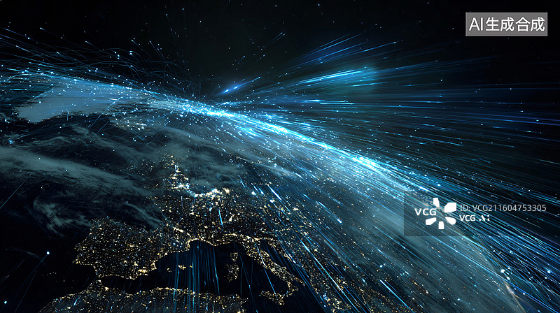 【AI数字艺术】科幻风地球网络连线科技感画面图片素材