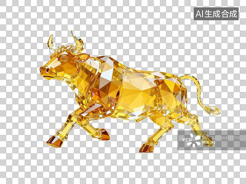 【AI数字艺术】3D 金融理财金色钻石纹理公牛牛市免抠设计素材图片素材