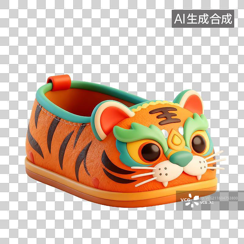 【AI数字艺术】可爱虎头造型儿童鞋图片素材