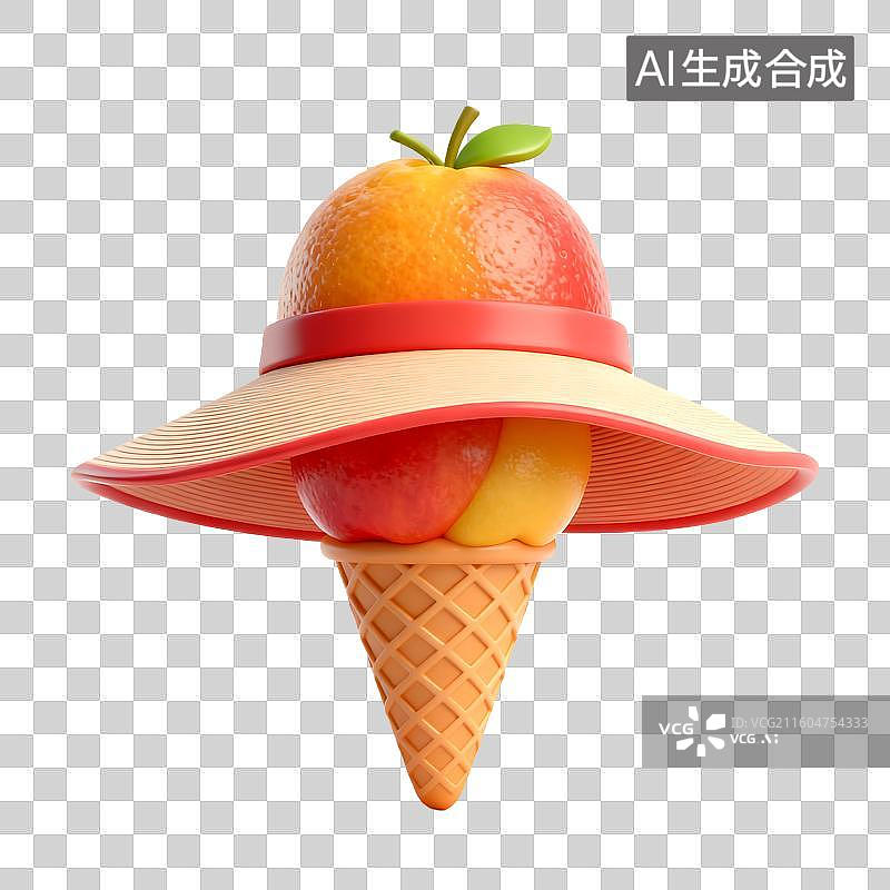 【AI数字艺术】水果冰淇淋甜筒创意形象图片素材