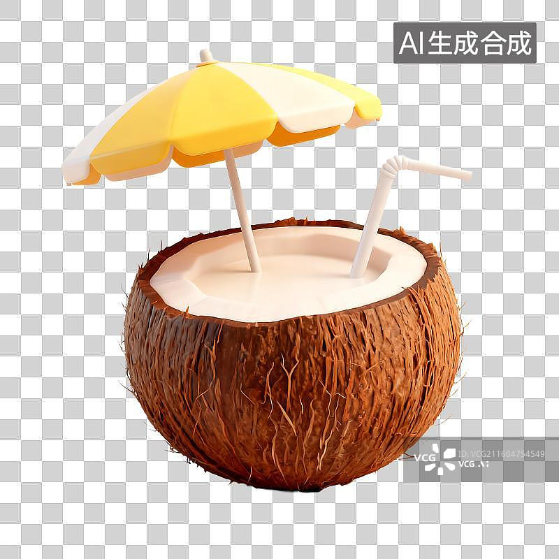 【AI数字艺术】夏日清爽椰子饮品图片素材