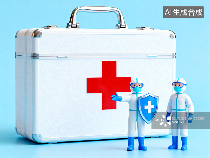 【AI数字艺术】医护人员与急救箱的健康守护图片素材
