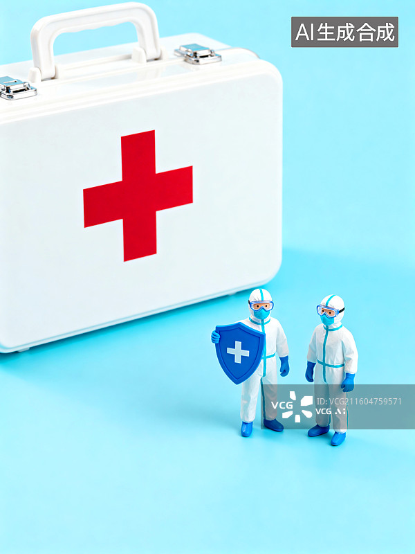 【AI数字艺术】医护人员与急救箱的健康守护图片素材