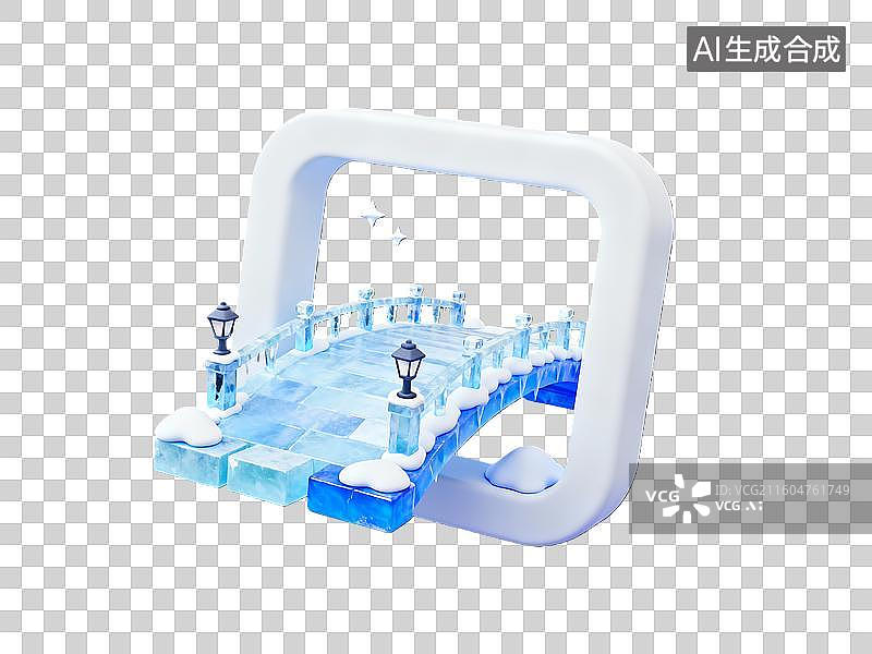 【AI数字艺术】3d卡通中国节日冰雪节栏杆元素图片素材