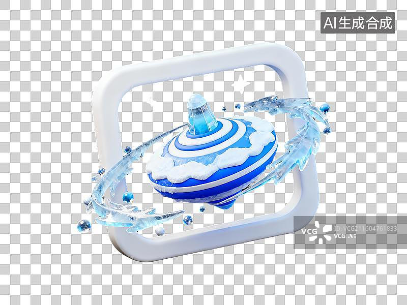 【AI数字艺术】3d卡通中国节日冰雪节冰陀螺元素图片素材