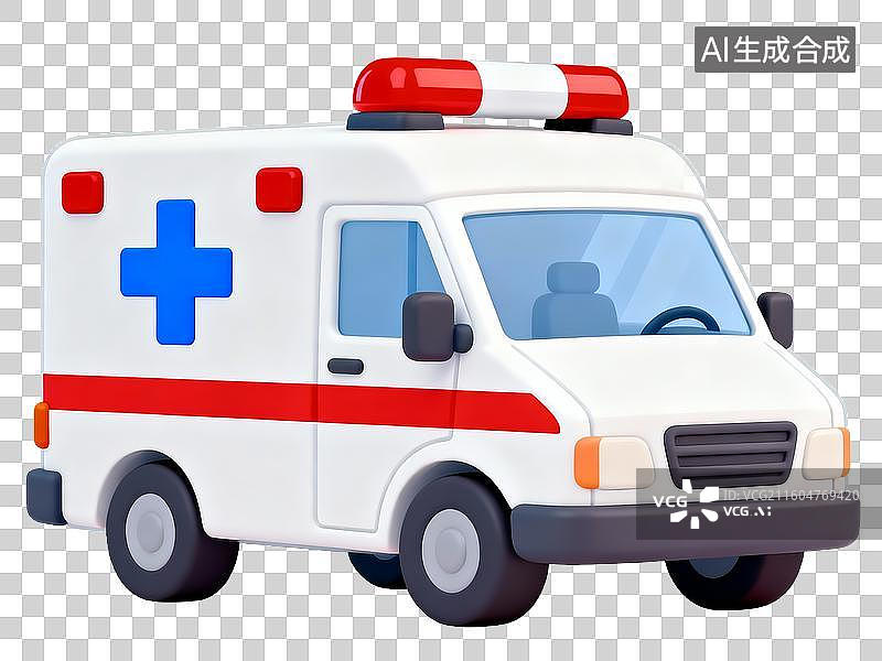 【AI数字艺术】3D 医疗健康救护车急救免抠设计素材图片素材