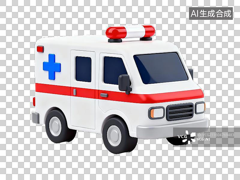 【AI数字艺术】3D 医疗健康救护车急救免抠设计素材图片素材