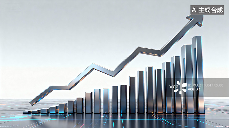 【AI数字艺术】代表业务增长的上升趋势图图片素材
