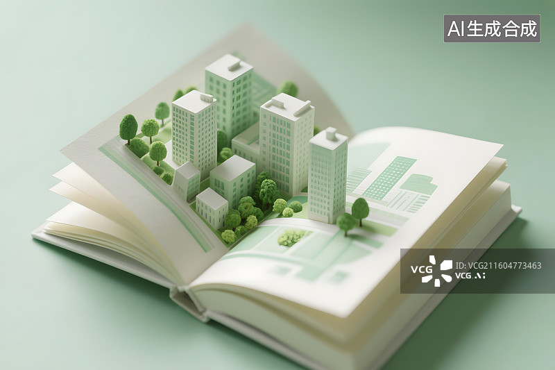【AI数字艺术】书本中的城市微缩景观图片素材
