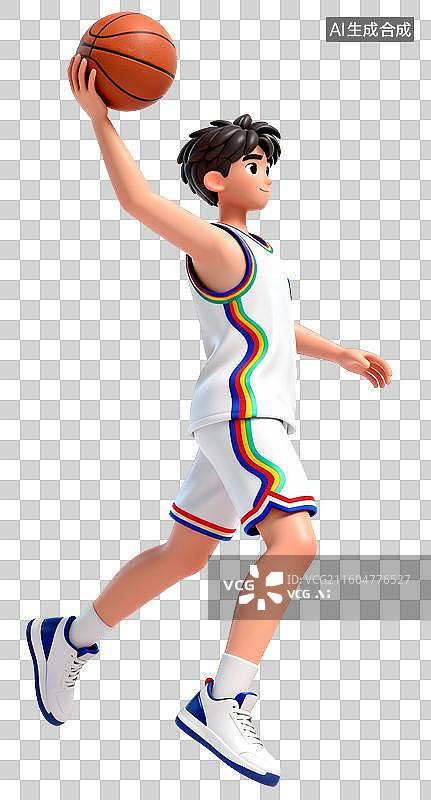 【AI数字艺术】3D扣篮训练的男青年图片素材