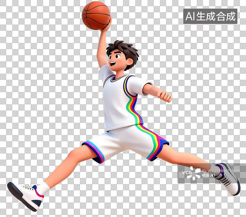 【AI数字艺术】3D扣篮训练的男青年图片素材