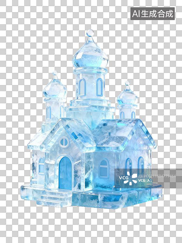 【AI数字艺术】精致透明的冰雕城堡图片素材