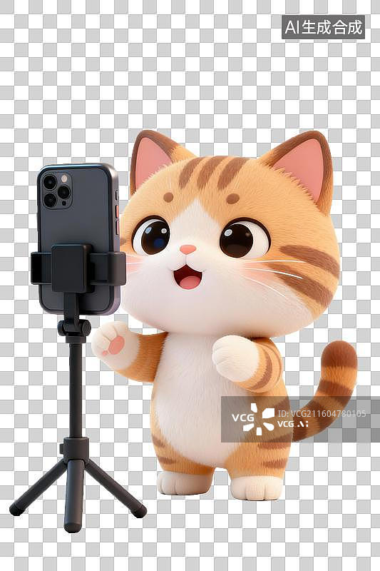 【AI数字艺术】可爱卡通猫自拍瞬间图片素材