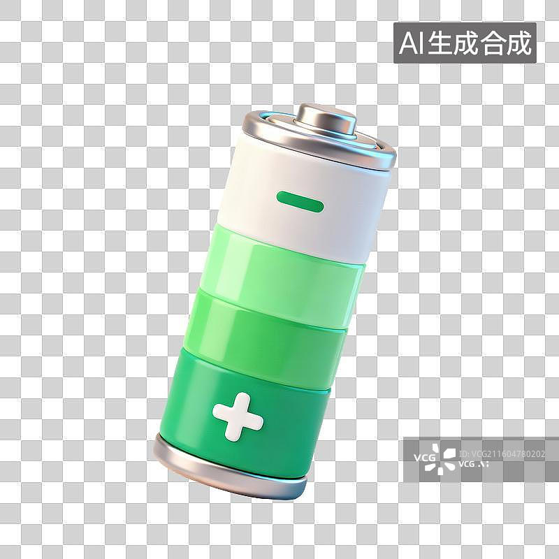 【AI数字艺术】绿色白色相间的电池图标图片素材