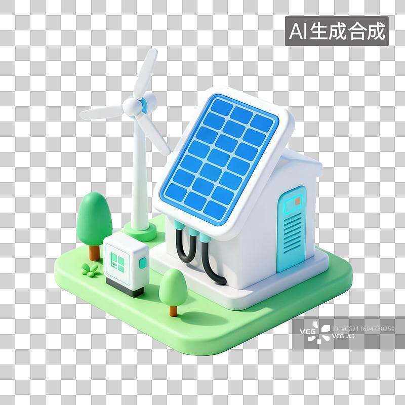 【AI数字艺术】太阳能风能可再生能源系统图片素材