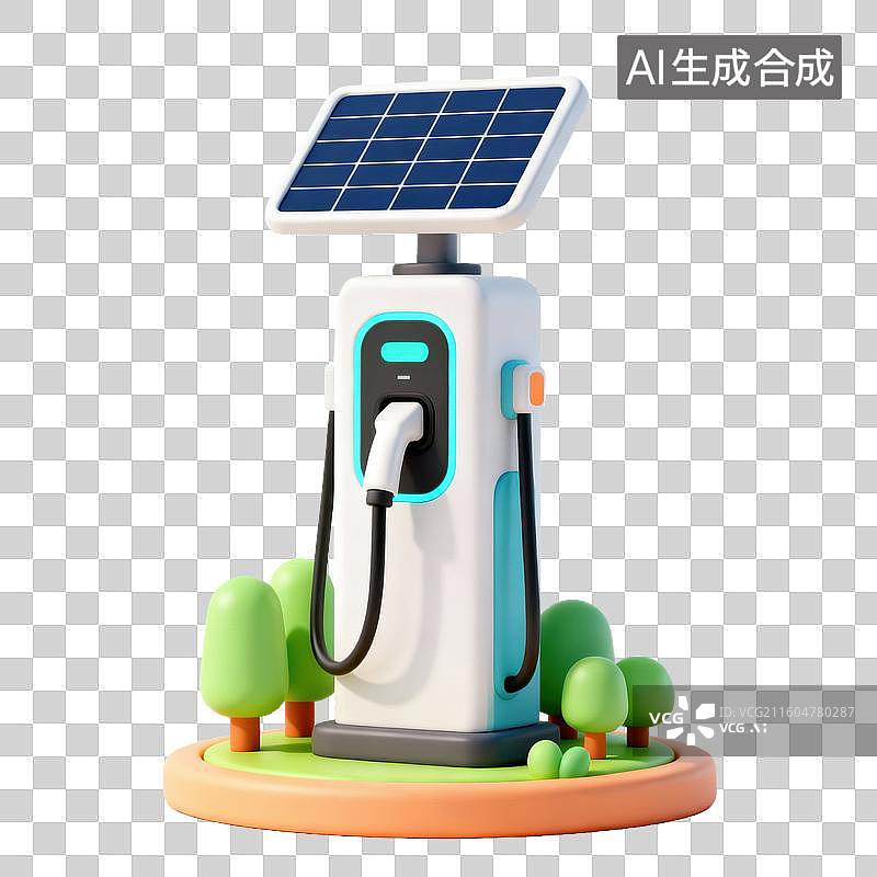 【AI数字艺术】太阳能驱动的电动汽车充电站图片素材
