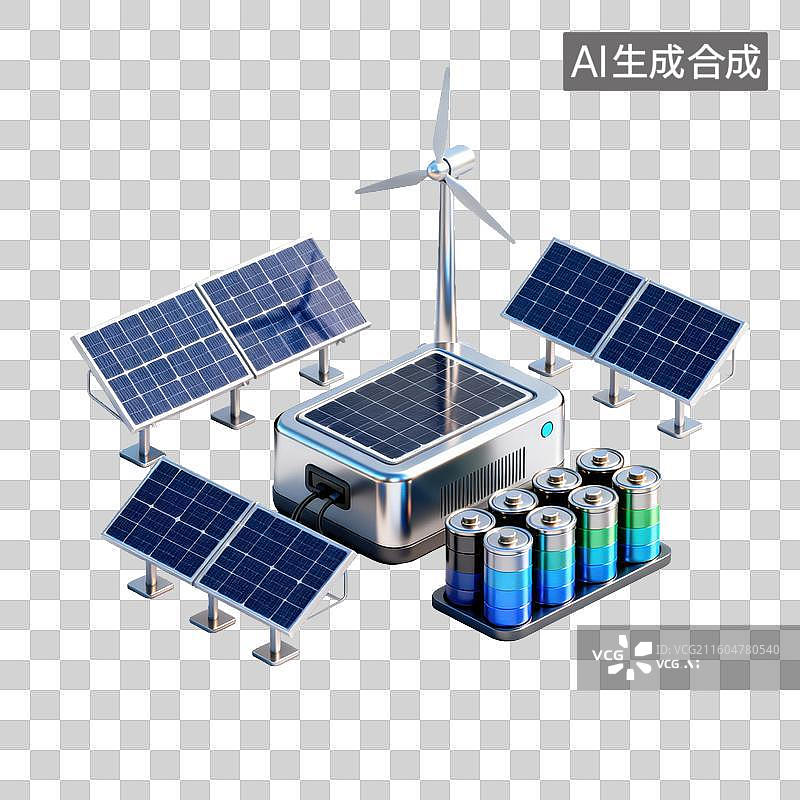 【AI数字艺术】可再生能源系统包含太阳能板图片素材