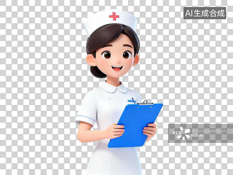 【AI数字艺术】3D 医疗健康护士病历夹免抠设计素材图片素材